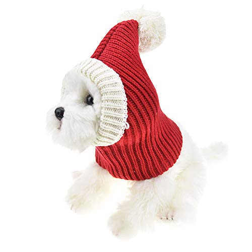 Christmas Dog Hat Costume For Large Medium Dog Warm Winter Dog Hat Neck Ear Warmer Headband Protector For Golden Retriever Labrador(Small, Red) #TOP1