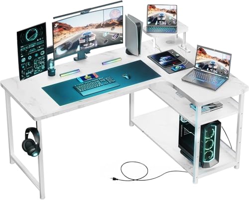 ゲーミング&パソコンデスク モニター台付き Amazon | ゲーミングデスク パソコンデスク L字 コンセント付き
