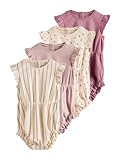 NEXT Baby Mädchen 4er-Pack Baby-Strampler mit gerüschter Schulter Pink Tonal Spot and Stripe 74-80