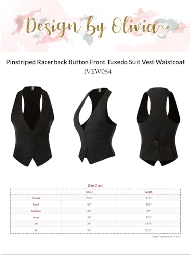 Design by Olivia Women's Racerback Pinstripe Tuxedo Suit Vest Waistcoat Stripe White/Black 2XL - Thumbnail 7