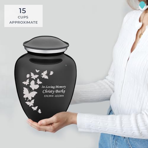 Image of Geturns - Adult Custom Butterfly Cremation Urns for Human Ashes I Charcoal Large Funeral Urn for Female and Male I 200 lbs