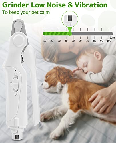 Uniwa Dog Nail Grinder With Trimmers 2-In-1, Upgraded Professional Pet Nail Clippers With Led Light,Super Quite Painless Paws Grooming Smoothing For Small, Medium,Large Dogs Cats(3 Size Ports) #TOP4