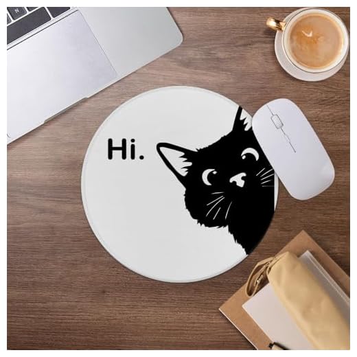 Funny Cute Black Cat Mouse Pad,Cat Lover Mousepad for Desk Home Office Dorm Computers Laptop Accessories,7.9x7.9 Inch