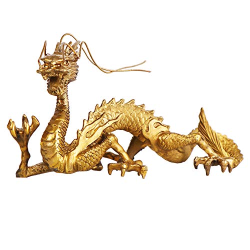 Funsxbug Chinese Feng Shui Dragon Brass Statue Sculpture Home Office Decoration Tabletop Decor Ornaments For Wealth And Success Good Lucky Gifts #TOP1