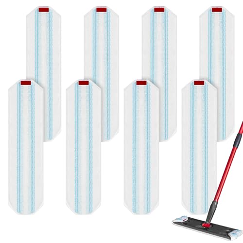 8 Pack Microfiber Mop Pad for O-Cedar H2prO Flat Mop System, Reusable Mop Head Replacements, Machine Washable (White*8P)