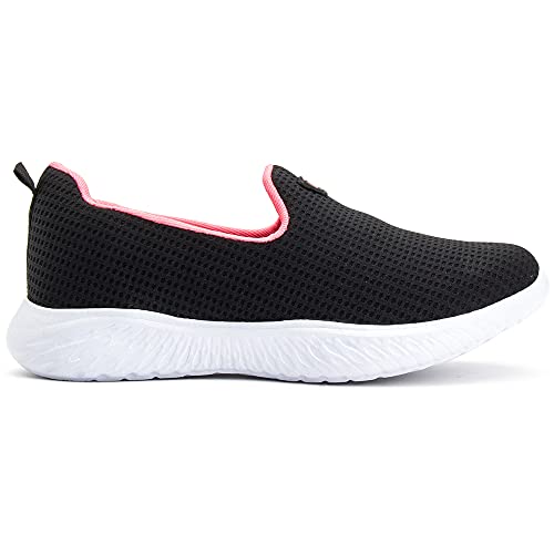 Kit Tênis e Relógio LED Sapatilha Casual Feminino Sapatore Caminhada Preto e Rosa Cor:Preto;Tamanho: