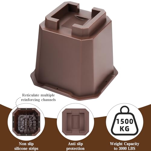 MCXYEM Adjustable Bed Furniture Risers Elevation in Heights Heavy Duty Risers for Both Posts and Wheels of Furniture Sofa Bed Couch Table (Brown 8 Pack, 5 Inch) — view 3