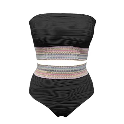 Bikini bandeau taille haute pour sublimer la silhouette et masquer les complexes à la plage