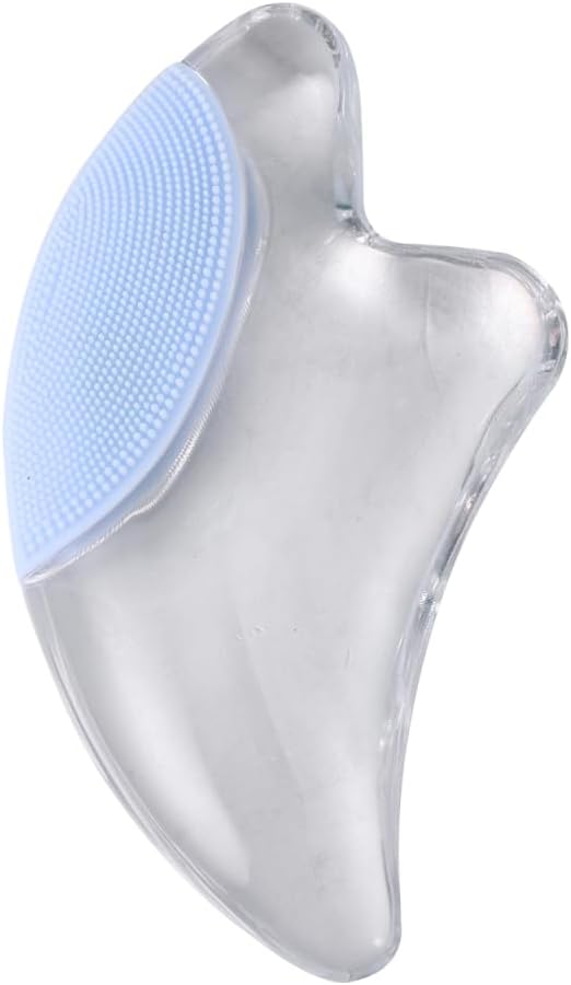 NOLITOY Resin Gua Sha Facial Tool, 3 PCs Natural Jade Stone Board and Silicone Facial Scrubber for Jawline Sculpting and Puffiness Reducing, Scraping Massage Tool