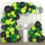Green Black Balloon Garland Arch Kit - Dark Green Balloons Lime Green and Black Balloons for Boy Soccer Football Video Gamer Miner Birthday Baby Shower Graduation Party Decorations