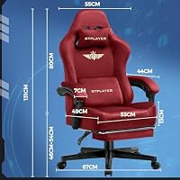 GTPLAYER Gaming Stuhl, Atmungsaktiver Bürostuhl, bürostuhl ergonomisch, Hochwertiger - Stoff, Ergonomischer PC Stuhl, 160° Verstellbare Rückenlehne und ausziehbare Fußstütze, Tragkraft 180 kg, Rot – Ansicht 2