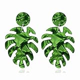 Fashion Acrylic Statement Palm Leaf Earrings Resin Tropical Plant Monstera Leaves Drop Dangle Earrings Jewelry For Women-green