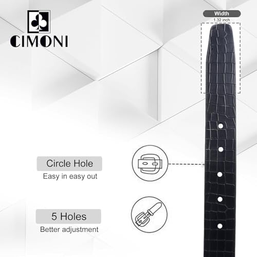 Image of CIMONI Reversible Leather Belt for Men | Genuine Leather & Vegan Leather Pin Buckle Belt | Classic Black /Brown Adjustable Belt for Formal, Business, Office & Casual Wear