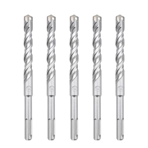 hsawbit 5PCS Masonry Drill Bits Set with SDS Plus Shank, 14mm x 160mm Hammer Drill Masonry Drills Tungsten Carbide Tip for Concrete, Brick, Cement Walls, Stone