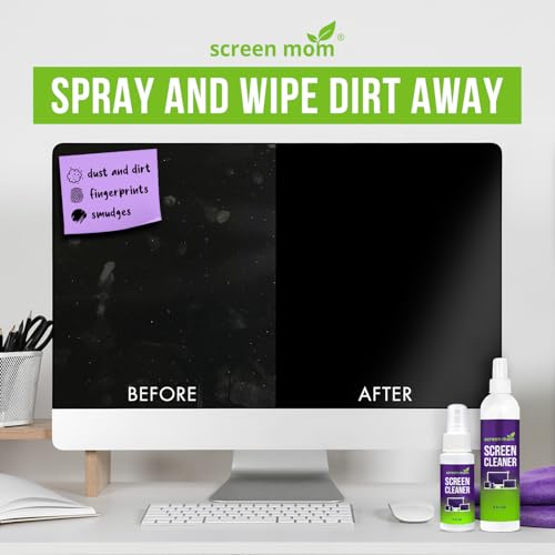 Screen Cleaner Spray and 4 Microfiber Cloths Bundle 8oz & 2oz, by Screen Mom, Eyeglasses or Monitor Screen Cleaner Spray and Wipe, Electronic Cleaner Spray, Car Screen Cleaning Kit - Thumbnail 5