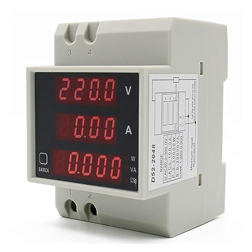 Medidor de Energía Digital Carril DIN con Voltímetro y Amperímetro AC 80-300V para Cuadros