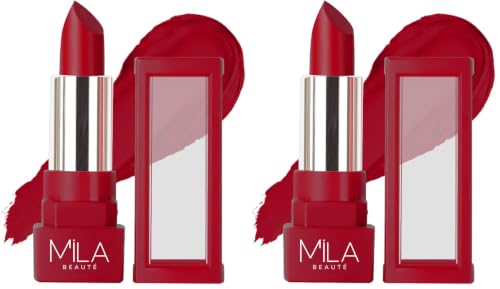 Image of MILA BEAUTE Matte Lipstick | Highly Pigmented & Lightweight Formula | Matte Finish | Gives Full Coverage | Shade - (Pack of 2)