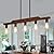 Dining Room Chandelier,5-Light Farmhouse Rustic Kitchen Island Light Fixtures,Linear Wood Chandeliers for Dining Table,Kitchen Hanging Light with Glass Shade UL Listed