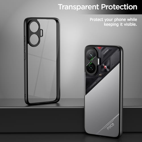Image of Amazon Basics TPU+PC Back Cover for Poco F7 5G | Shockproof Sleek Hybrid Armor Bumper Case (Black)