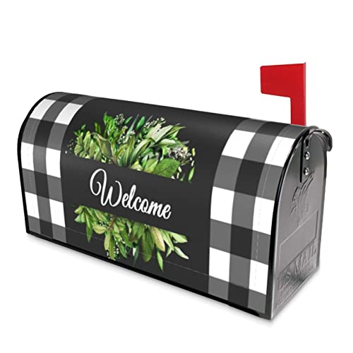Summer Welcome Wreath Mailbox Covers Magnetic, Buffalo Plaid And Leaves Mailbox Cover Mailbox Wraps Post Letter Box Cover Garden Home Decor Standard Size 21X 18 Inch #TOP1