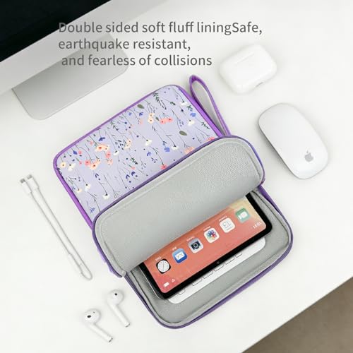 Image of MOCA Universal 7-8 Inch Tablet Sleeve Case, Polyester Protective Cover with Zipper and Wrist Strap, Compatible with Kindle, iPad mini, Samsung, Lenovo Tablets (Wildflower Meadow, 7-8 inch)
