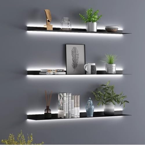 Moderno scaffale da parete a LED con illuminazione integrata, elegante espositore per soggiorno, bar e decorazione della casa, design salvaspazio e accattivante