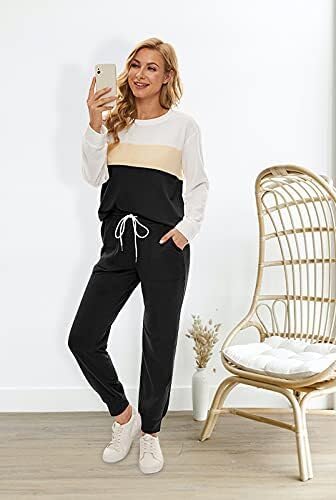Fengbay Two Piece Outfits for women,Long Sleeve Crewneck Pullover Tops And Pants Sweatsuits Lounge Set with Pockets - Image 3