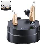 Hearing Aids, Hearing Aids for Seniors, Rechargeable Hearing Aid with Noise Cancellation, 5-Level Button Volume Control, OTC Hearing Amplifier for Moderate Hearing Loss, Clear Sound