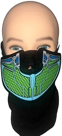 LED Voice Activated Mask Sound Reactive Mask, Halloween Mask, Rave Mask, Concert Mask.