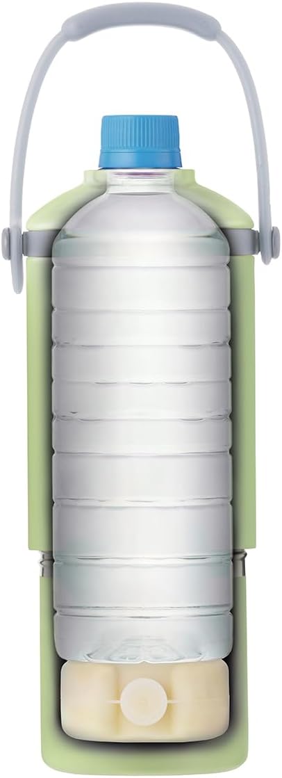 LOGOS Vacuum Insulated Plastic Bottle Cylinder (Green) 81287641 Hot and Cold Holder, Vacuum Insulated, 12.5 to 23.1 fl oz (370 to 670 ml), Body Diameter 3.4 inches (87 mm)