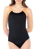 MYLILY Perioden Badeanzug Mädchen, Teenager & Damen Sport Racerback | Perioden Bademode für Pool & Schwimmbad | 2-3 Tampons | Auslaufsicher, Geruchsneutral, Oeko-TEX | Orange/Blau, S (182)