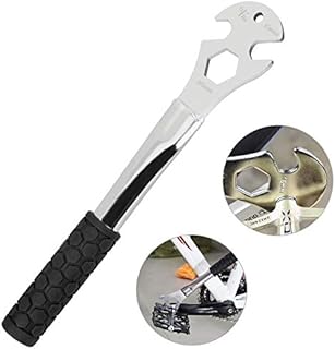 DECARETA Pedal Spanner Bike Pedal Wrench Three-in-one Function Bicycle Pedal Spanner 24mm Front and Rear Axle Spanner Pedal Install Spanner Repair Tool with Anti-Skidding Long Handle (Silver)