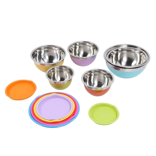Sunicon Conjunto de tigelas de mistura de aço inoxidável de 7 peças coloridas com tampas que economi