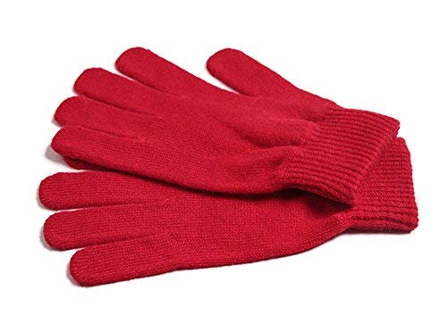 Guantes de cachemira para mujer y hombre de dedos completos lana Mongolia Interior rojo M
