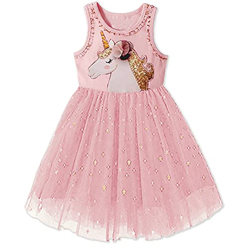 VIKITA Toddler Girls Dresses Summer Sleeveless Polyester Tutu Dresses for Girls 3-12 Years