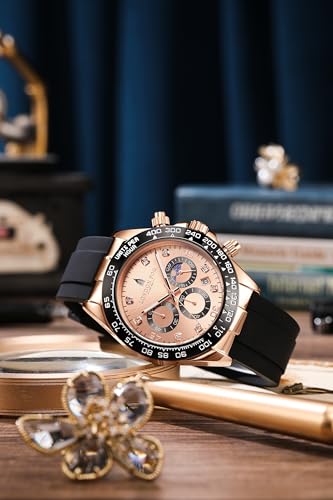 Image of London Fog Bond Collection Analog Quartz Watch for Men with Round Dial and Silicone Strap, Metal Case with Tachymeter Bezel, Chronograph Function, Date Display, Luminous Hands & Hour Markers, Water Resistant