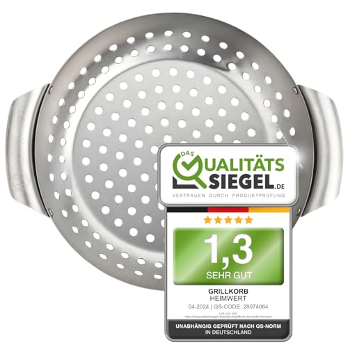 Foto von HEIMWERT Hochwertiges Premium Edelstahl Grillkorb 3er Set - Die hochrobusten und universell einsetzbaren Grillschalen - Das Original