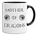 Mother of Dragons - Tasse Kaffeetasse Targaryen thrones game of stark lannister baratheon Daenerys khaleesi tv blu-ray dvd, Farbe:Weiß