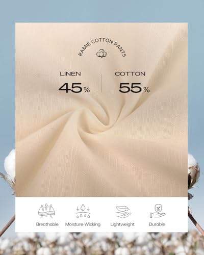 Zylioo Long Linen Pants for Women Tall, Linen Palazzo Pants 32-30 Inseam, Lightweight High Waisted Summer Pants for Ladies4