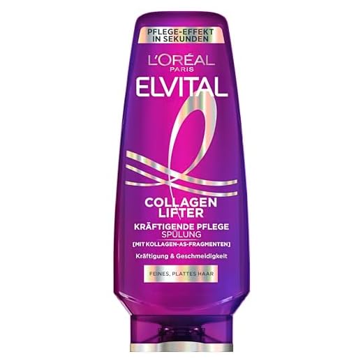 L’Oréal Paris Elvital Collagen Lifter Kräftigende Pflegespülung, hydratisierender Conditioner mit Kollagen-AS-Fragmenten, für feines & plattes Haar, mehr Volumen ohne Beschweren, 250 ml