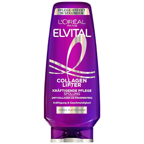 L’Oréal Paris Elvital Collagen Lifter Kräftigende Pflegespülung, hydratisierender Conditioner mit Kollagen-AS-Fragmenten, für feines & plattes Haar, mehr Volumen ohne Beschweren, 250 ml