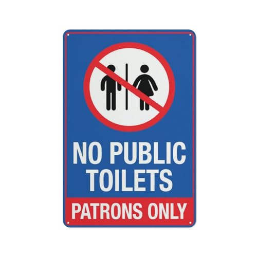 Cartel de aluminio No Public Toilets de 12x8 pulgadas con tinta UV para negocios