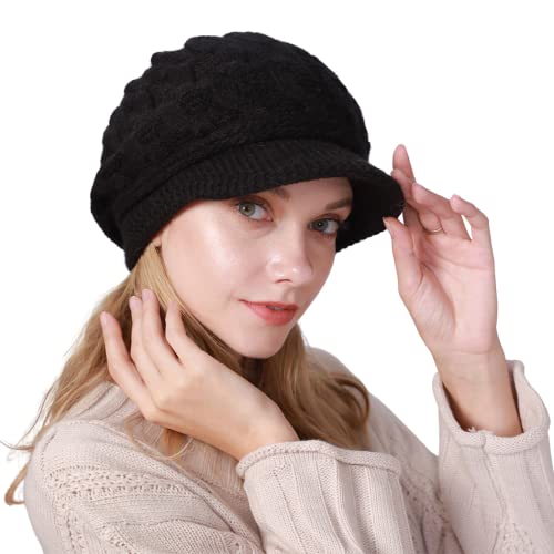 Rayson - Rayson Bérets Élégance Bonnet pour Femme Chapeau Casquette Tricoté avec Peluche Doux et Respirable Chaleur en Hiver（Noir） - -13%