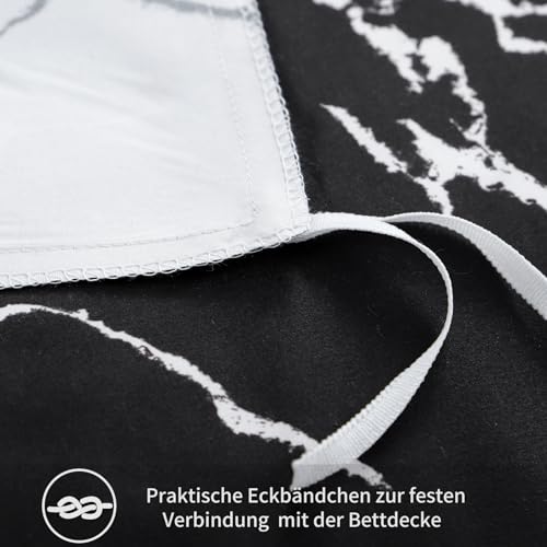 RUIKASI Bettwäsche 155x220 2 teilig Schwarz - Bettbezug 155 x 220 Set mit Marmor Muster… – Ansicht 5