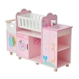Picture of Olivia's Little World 6-in-1 Wooden Baby Doll Nursery Set – Crib, High Chair, Changing Table, Doll Furniture for 16” Dolls – Baby Doll Accessories Playset for Girls Ages 3+, Pink
