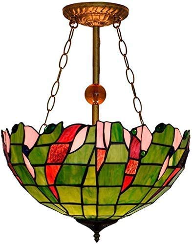 HPTHLY Tiffany Ceiling Light European Retro Mediterranean Sea Pastoral Kitchen Bar Ceiling Lamps Green Creative Anti-Chandelier Style Clubhouse Lobby Light 40Cm