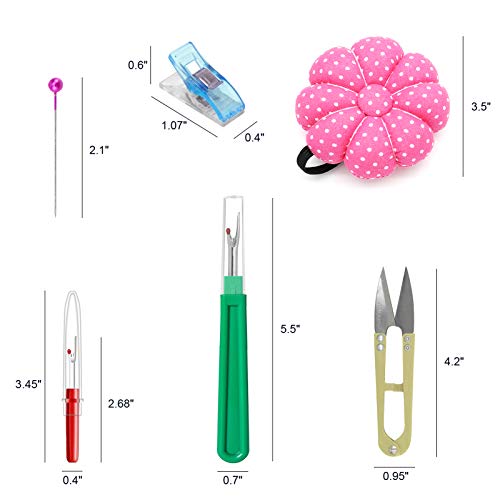 Icnow 216 Pcs Sewing Pin Cushion Kit, Needle Cushion, 2 Magnetic Wrist Pincushion With 200 Straight Sewing Pins, 10 Sewing Clips, 2 Seam Rippers And 1 Sewing Scissor, Sewing Products For Diy #TOP5