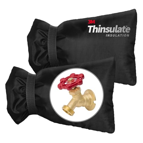 Cerbonny insulated spigot cover fitted to an outside wall tap — a lightweight Velcro-closure freeze protector for hose bibs.