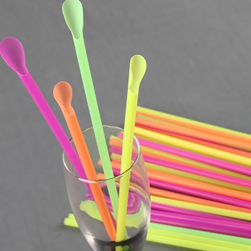 50 pitillos cucharita desechables multicolor 20 cm miniatura 7