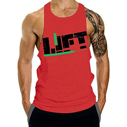 Men s Gym Bodybuilding Stringer Tank Top Workout Muscle Cut Shirt Fitness Sleeveless Vest (Red, Medium)